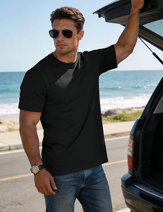 Men’s UPF 80+ Sun Protection Quick-Dry Solid Short Sleeve T-shirt