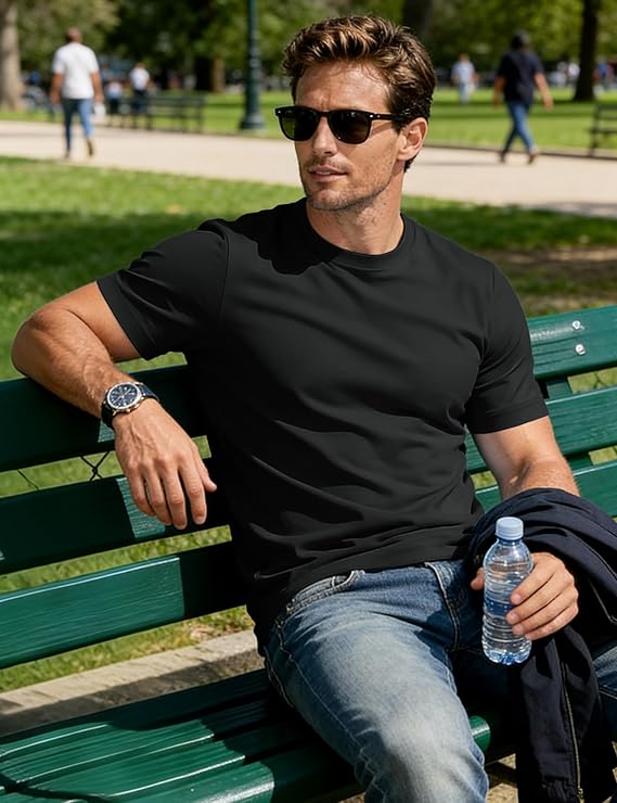 Men’s UPF 80+ Sun Protection Quick-Dry Solid Short Sleeve T-shirt