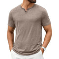 Men’s Vintage Double-Button V-Neck Short Sleeve T-shirt